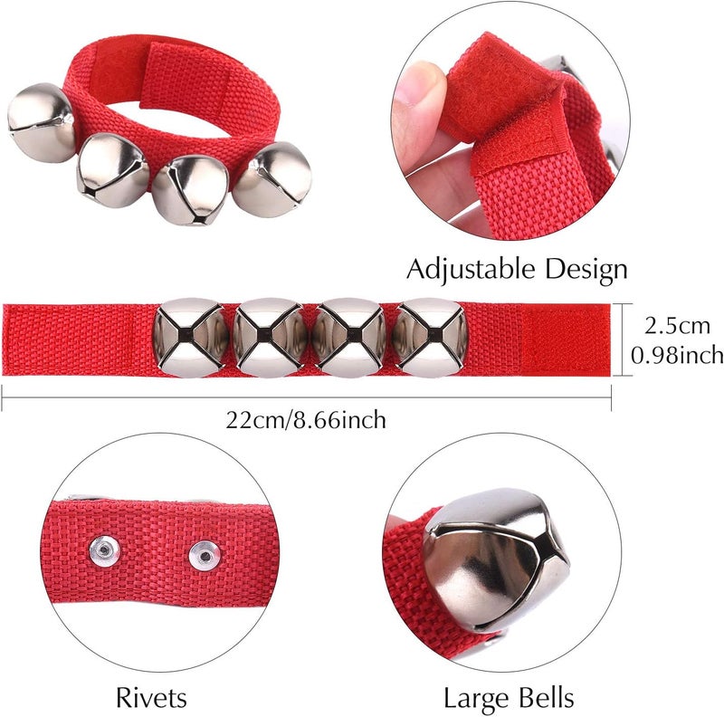 FEPITO 22 Pieces Christmas Band Wrist Bells Bracelets Jingle Bells Musical Ankle Bells Rhythm Instrument Percussion Christmas Party Decoration Favors - Image 2